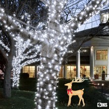 Instalatie De Craciun Liniara SIKS, 100 m, 1000 LED -uri, Cu 8 Jocuri de Lumini, Pentru Exterior/Interior, Fir Verde Inchis, ...