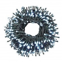 Instalatie De Craciun Liniara SIKS, 100 m, 1000 LED -uri, Cu 8 Jocuri de Lumini, Pentru Exterior/Interior, Fir Verde Inchis, ...