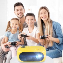 Mini Video Proiector SIKS, Super HD 1080P, Portabil, LED, Full Color, 1200 Lumeni, Interfata HDMI si USB, Cu Telecomanda, Hom...