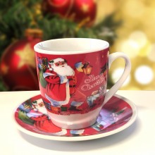 Set Cadou SIKS 6 Cesti si 6 Farfurioare, Model Craciun Merry Christmas, Ceramica, Rosu Set Cadou SIKS 6 Cesti si 6 Farfurioare, Model Craciun Merry Christmas, Ceramica, Rosu