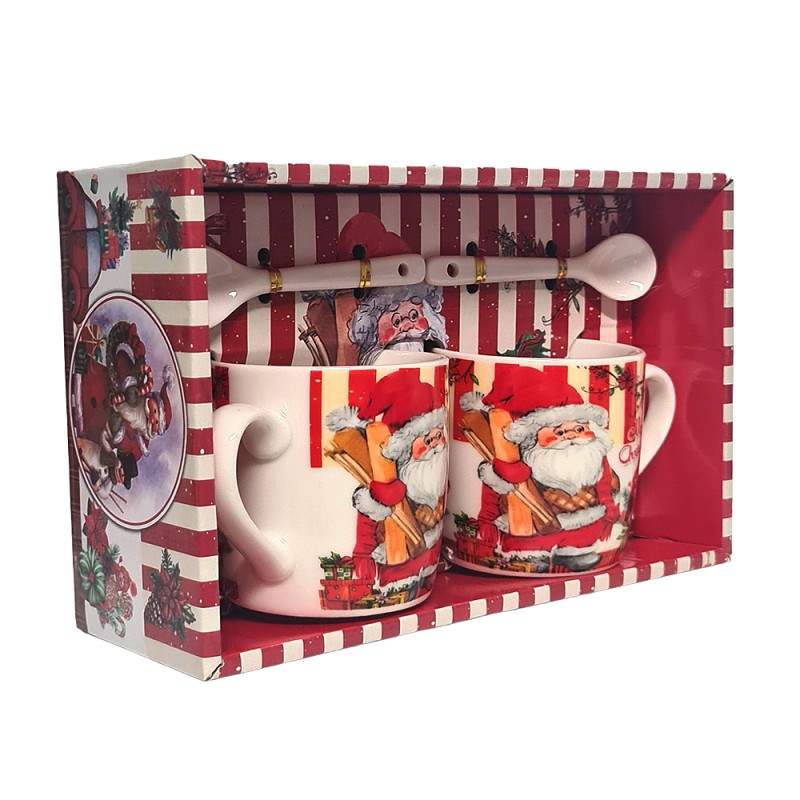 Set Cadou Craciun 4 piese SIKS, 2 Cani, 2 Lingurite, Model Mos Craciun Si Dulciuri, Cutie 22x14x7.5 cm, Multicolor Set Cadou Craciun 4 piese SIKS, 2 Cani, 2 Lingurite, Model Mos Craciun Si Dulciuri, Cutie 22x14x7.5 cm, Multicolor