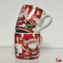 Set Cadou Craciun 4 piese SIKS, 2 Cani, 2 Lingurite, Model Mos Craciun Si Dulciuri, Cutie 22x14x7.5 cm, Multicolor