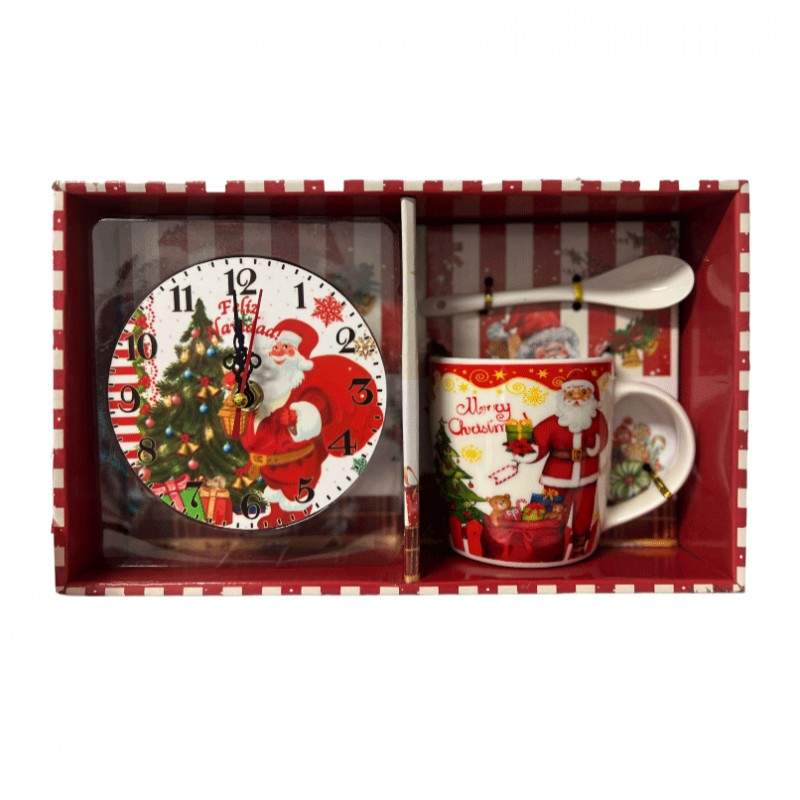 Set Craciun SIKS Cana Ceramica Cu Lingurita Si Ceas De Birou/Perete In Ambalaj Cadou, 28.3x17x9.5 cm, Multicolor Set Craciun SIKS Cana Ceramica Cu Lingurita Si Ceas De Birou/Perete In Ambalaj Cadou, 28.3x17x9.5 cm, Multicolor