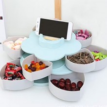 Cutie SIKS Pentru Servire Bomboane, Fructe Uscate, Alune, Gustari Sau Bijuterii, In Forma De Floare, Cu Compartiment Rotativ,...