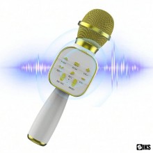 Microfon Karaoke Wireless SIKS, Portabil, Boxa Integrata, Card Micro SD, USB, Radio FM, Inregistrare, Multifunctional, Alb - ...