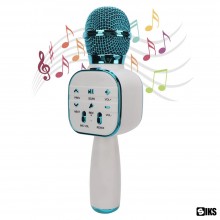Microfon Karaoke Wireless SIKS, Portabil, Boxa Integrata, Card Micro SD, USB, Radio FM, Inregistrare, Multifunctional, Alb - ...