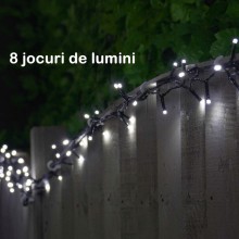 Instalatie De Craciun LED EDAR, Liniara Interior/Exterior, Rola 80m, 8 Jocuri De Lumini, Alb Rece