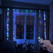 Plasa cu Lumini EDAR Tip Instalatie de Craciun, Lungime 3 m, Multicolora, Alimentare USB, 8 Moduri de Iluminare, Control Prin...