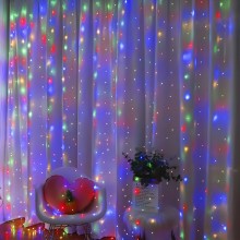 Plasa cu Lumini EDAR Tip Instalatie de Craciun, Lungime 3 m, Multicolora, Alimentare USB, 8 Moduri de Iluminare, Control Prin...