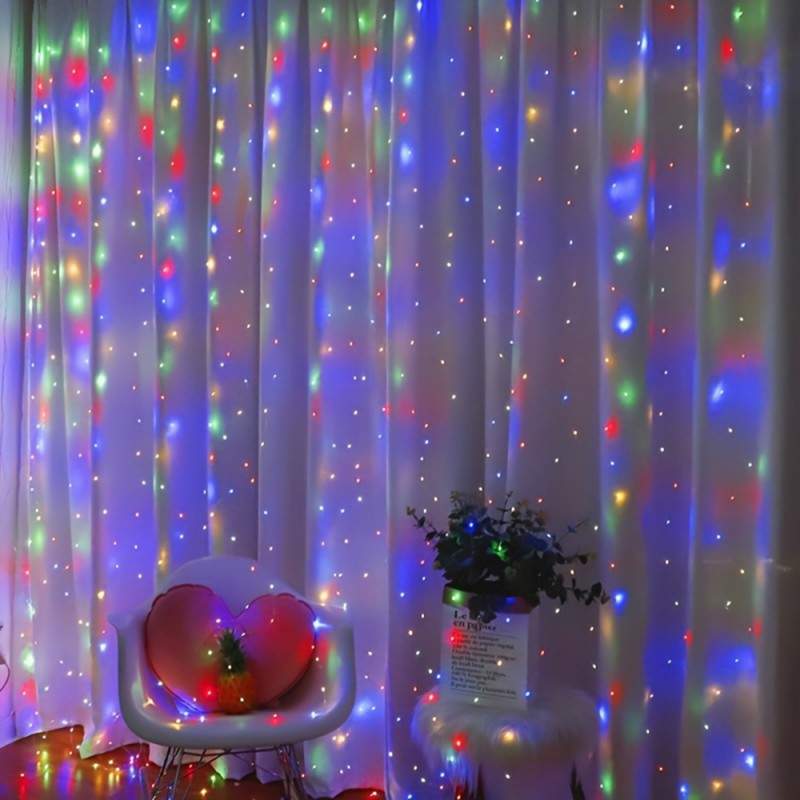 Plasa cu Lumini EDAR Tip Instalatie de Craciun, Lungime 3 m, Multicolora, Alimentare USB, 8 Moduri de Iluminare, Control Prin...