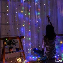 Plasa cu Lumini EDAR Tip Instalatie de Craciun, Lungime 3 m, Multicolora, Alimentare USB, 8 Moduri de Iluminare, Control Prin...