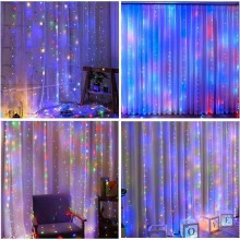 Plasa cu Lumini EDAR Tip Instalatie de Craciun, Lungime 3 m, Multicolora, Alimentare USB, 8 Moduri de Iluminare, Control Prin...