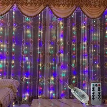 Plasa cu Lumini EDAR Tip Instalatie de Craciun, Lungime 3 m, Multicolora, Alimentare USB, 8 Moduri de Iluminare, Control Prin...