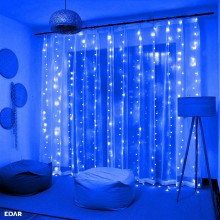Instalatie De Craciun EDAR, Model Plasa USB, 8 Moduri, Perdea Albastra, Rezistenta La Apa, Luminozitate Reglabila, Control pr...