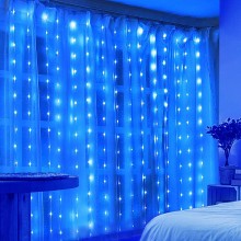 Instalatie De Craciun EDAR, Model Plasa USB, 8 Moduri, Perdea Albastra, Rezistenta La Apa, Luminozitate Reglabila, Control pr...