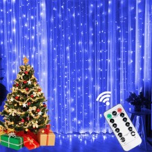 Instalatie De Craciun EDAR, Model Plasa USB, 8 Moduri, Perdea Albastra, Rezistenta La Apa, Luminozitate Reglabila, Control pr...