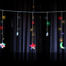 Instalatie Craciun SIKS, Perdea “Merry Christmas”, 5 Ornamente de Craciun + 5 Stelute, 3 M, Interconectabila, Multicolora