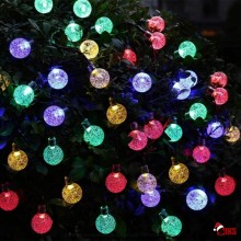 Instalatie De Craciun SIKS Cu Panou Solar, Tip Globuri, Liniara 5 M, Multicolor, Incarcare Solara