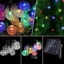 Instalatie De Craciun SIKS Cu Panou Solar, Tip Globuri, Liniara 5 M, Multicolor, Incarcare Solara