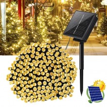 Instalatie SIKS 100 LED-uri, 10 Metri, Incarcare Solara Si Senzor De Lumina, Ghirlanda, Lumina Alb Cald