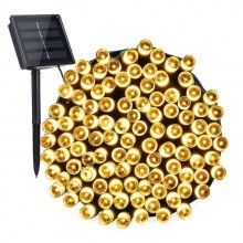 Instalatie SIKS 100 LED-uri, 10 Metri, Incarcare Solara Si Senzor De Lumina, Ghirlanda, Lumina Alb Cald