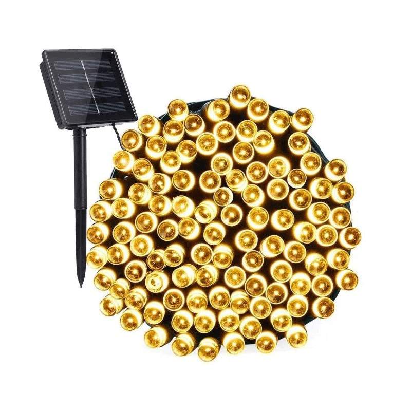 Instalatie SIKS 100 LED-uri, 10 Metri, Incarcare Solara Si Senzor De Lumina, Ghirlanda, Lumina Alb Cald