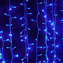 Plasa cu Lumini EDAR Tip Instalatie de Craciun, Lungime 3 m x Inaltime 3 m, Albastra, Fir Alb, 8 Moduri de Iluminare, Interco...