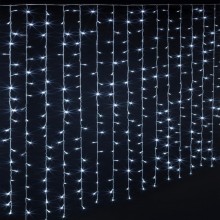 Plasa cu Lumini EDAR Tip Instalatie de Craciun, Lungime 3 m x Inaltime 3 m, Alb Rece, Fir Alb, 8 Moduri de Iluminare, Interco...