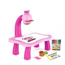 Jucarie Educationala Tip Tabla, Masuta Pentru Desenat Cu Proiector Si Diapozitive, Cu Hologram, 3 Discuri Cu 24 De Sabloane s...