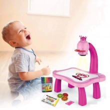 Jucarie Educationala Tip Tabla, Masuta Pentru Desenat Cu Proiector Si Diapozitive, Cu Hologram, 3 Discuri Cu 24 De Sabloane s...