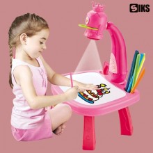 Jucarie Educationala Tip Tabla, Masuta Pentru Desenat Cu Proiector Si Diapozitive, Cu Hologram, 3 Discuri Cu 24 De Sabloane s...
