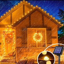 Instalatie de Craciun Liniara SIKS, 30 m, 300 LED-uri, Incarcare Solara, Cablu Cupru, Energie Prin Panou Solar, Interior/Exte...