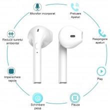 Casti Wireless SIKS Model 18, Bluetooth 5.0, HiFi Stereo, Alb Casti Wireless SIKS Model 18, Bluetooth 5.0, HiFi Stereo, Alb