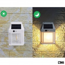Lampa Solara de Perete SIKS Cu Bec LED, Pentru Exterior, Cu Senzor de Miscare si Lumina, Incarcare Solara, Acumulator Integra...