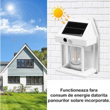 Lampa Solara de Perete SIKS Cu Bec LED, Pentru Exterior, Cu Senzor de Miscare si Lumina, Incarcare Solara, Acumulator Integra... Lampa Solara de Perete SIKS Cu Bec LED, Pentru Exterior, Cu Senzor de Miscare si Lumina, Incarcare Solara, Acumulator Integra...