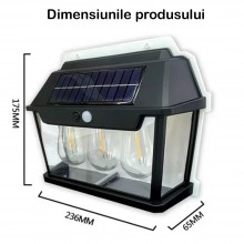 Lampa Solara de Perete SIKS Cu 3 Becuri LED, Pentru Exterior, Cu Senzor de Miscare si Lumina, Incarcare Solara, Acumulator In... Lampa Solara de Perete SIKS Cu 3 Becuri LED, Pentru Exterior, Cu Senzor de Miscare si Lumina, Incarcare Solara, Acumulator In...