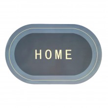 Covor de Baie Antiderapant SIKS, Model „Home”, Oval, 77 x 47.5 cm, Gri deschis/Albastru