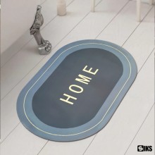 Covor de Baie Antiderapant SIKS, Model „Home”, Oval, 77 x 47.5 cm, Gri deschis/Albastru