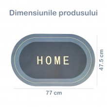 Covor de Baie Antiderapant SIKS, Model „Home”, Oval, 77 x 47.5 cm, Gri deschis/Albastru Covor de Baie Antiderapant SIKS, Model „Home”, Oval, 77 x 47.5 cm, Gri deschis/Albastru