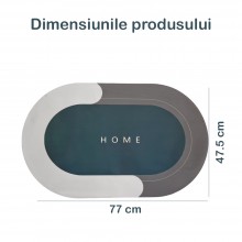 Covor de Baie Antiderapant SIKS, Model „Home”,Oval, 77 x 47.5 cm, Gri/Bleumarin Covor de Baie Antiderapant SIKS, Model „Home”,Oval, 77 x 47.5 cm, Gri/Bleumarin