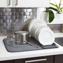 Uscator Pentru Vase SIKS, Pliabil , Plastic/Microfibra, L 60 x l 46 cm, Gri