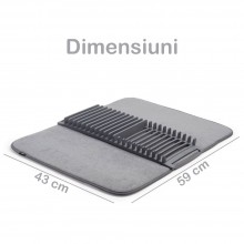 Uscator Pentru Vase SIKS, Pliabil , Plastic/Microfibra, L 60 x l 46 cm, Gri