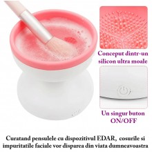 Aparat Pentru Curatare Pensule De Machiaj EDAR Electric, Dispozitiv Cu Rotire Automata, Conectare USB, Capat Lavabil Din Sili...