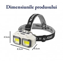 Lanterna de cap LED SIKS, Profesionala, Incarcare USB, Senzor Miscare, 4 Moduri Lumina, 2 Nivele De Intensitate, Pentru Pescu...
