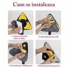 Rezerva Pentru Mop Cu Cap Triunghiular SIKS, Reglabil, Rotire 360 Grade, Maner Telescopic, Albastru