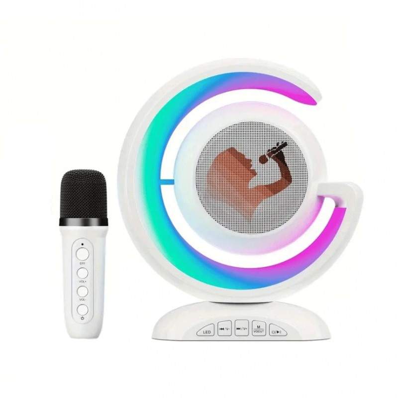 Set Complet Statie Smart Microfon Si Boxa Wireless SIKS Pentru Karaoke Cu Lumina RGB Led , Copii / Adulti, Kit 2 in 1, Aparat... Set Complet Statie Smart Microfon Si Boxa Wireless SIKS Pentru Karaoke Cu Lumina RGB Led , Copii / Adulti, Kit 2 in 1, Aparat...
