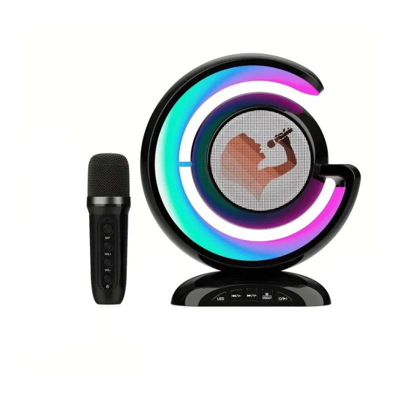 Set Complet Statie Smart Microfon Si Boxa Wireless SIKS Pentru Karaoke Cu Lumina RGB Led , Copii / Adulti, Kit 2 in 1, Aparat... Set Complet Statie Smart Microfon Si Boxa Wireless SIKS Pentru Karaoke Cu Lumina RGB Led , Copii / Adulti, Kit 2 in 1, Aparat...