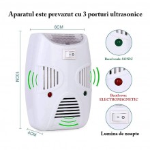 Dispozitiv Cu Ultrasunete Anti-Rozatoare EDAR, Acoperire 360, Aparat Anti-Daunatori Cu Unde Electromagnetice, 3 Difuzoare, Alb Dispozitiv Cu Ultrasunete Anti-Rozatoare EDAR, Acoperire 360, Aparat Anti-Daunatori Cu Unde Electromagnetice, 3 Difuzoare, Alb