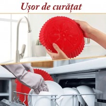 Tava De Protectie Din Silicon SIKS Pentru Air Fryer, Universala, Pentru Friteuza, Prajit, Copt, Reutilizabila, Rosu