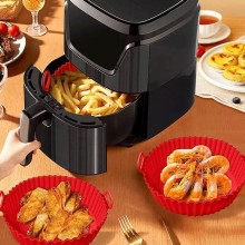 Tava De Protectie Din Silicon SIKS Pentru Air Fryer, Universala, Pentru Friteuza, Prajit, Copt, Reutilizabila, Rosu